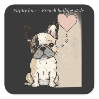 Puppy love - French bulldog style Square Sticker