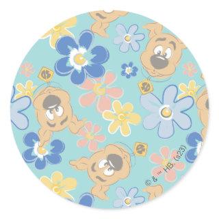 Puppy Scooby-Doo Flower Pattern Classic Round Sticker