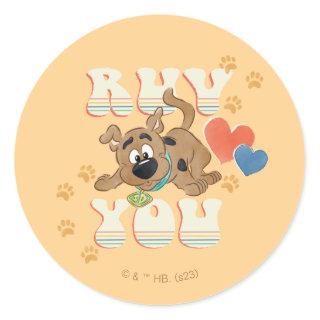 Puppy Scooby-Doo "Ruv You" Classic Round Sticker
