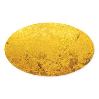 PURE GOLD pattern / gold leaf Oval Sticker