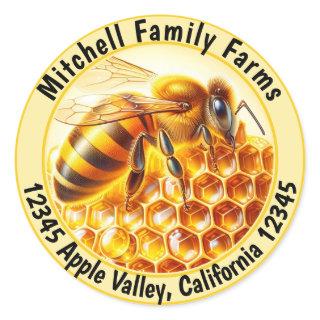 Pure Honey Bee Lable Classic Round Sticker