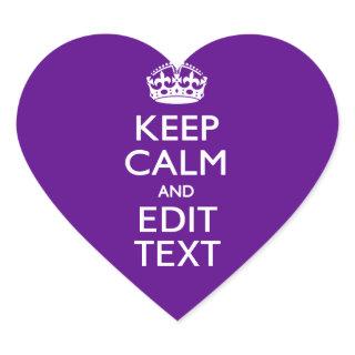 Purple Accent Keep Calm And Your Text Easily Heart Sticker
