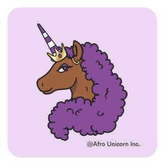 Purple Afro Unicorn Square Sticker