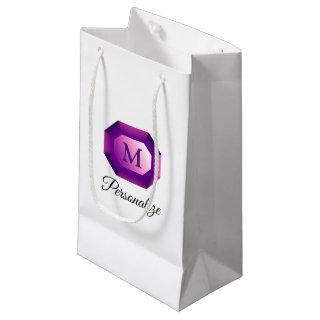 Purple Amethyst gemstone jewel monogrammed luxury Small Gift Bag