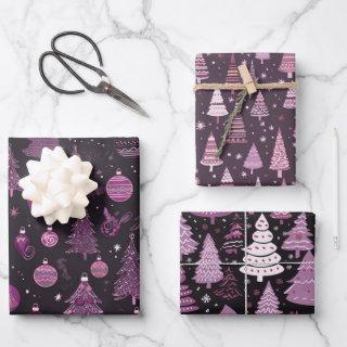 Purple and Black Christmas Trees Christmas  Sheets