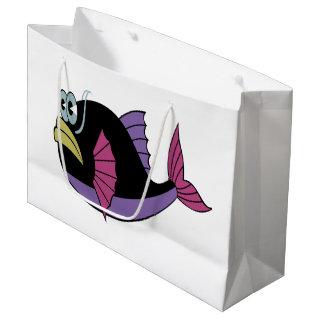 Purple and black multi color puffer fish large gift bag