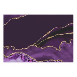 Purple and Faux Gold Glitter Marble Agate  Sheets
