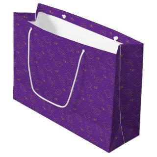 Purple and Gold Graduation Cap Toss Large Gift Bag