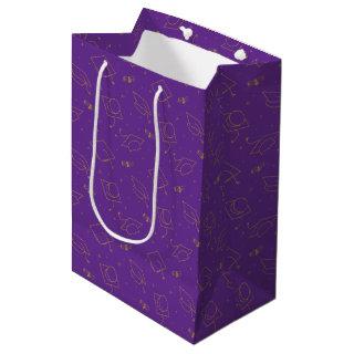 Purple and Gold Graduation Cap Toss Medium Gift Bag