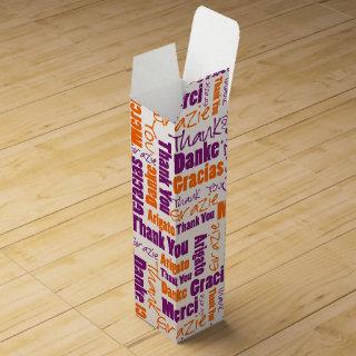 Purple and Orange Multilingual Word Cloud Wine Box