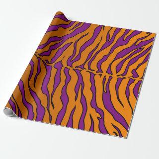 Purple And Orange Tiger Stripes Animal Print