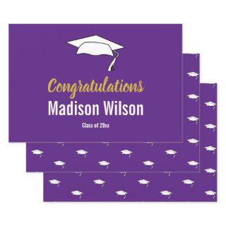 Purple and White Graduation Congratulations  Sheets