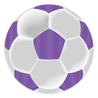 Purple and White Soccer Ball Classic Round Sticker