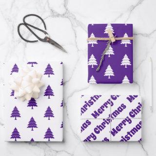 Purple and white trees Merry Christmas holiday  Sheets