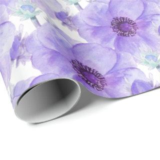 Purple anemone botanical watercolor art wrap