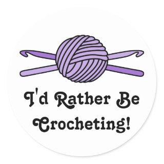 Purple Ball of Yarn & Crochet Hooks Classic Round Sticker