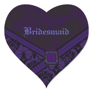 Purple & Black Goth Lace Wedding Heart Sticker