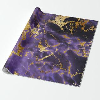 Purple Black Marble Faux Gold Glitter Pattern