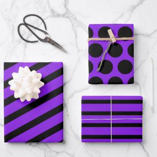 Purple Black Striped Polka Dot Halloween  Sheets