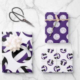 purple black team colors volleyballs set of 3  sheets