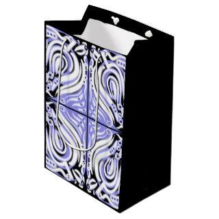 Purple Black White Curly Abstract Pattern  Medium Gift Bag
