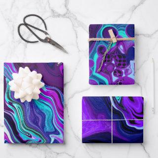 Purple, Blue and Teal Abstract Marble Art  Sheets
