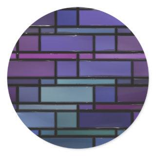 Purple, Blue, and Teal Stained Glass Window Classic Round Sticker