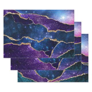 Purple & Blue Galaxy Agate with faux gold glitter  Sheets