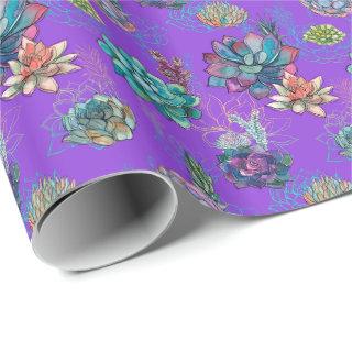 *~* Purple Blue Green Succulent Pattern