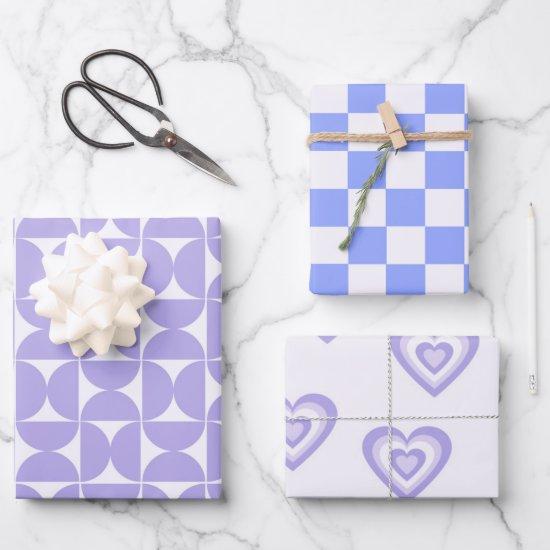 Purple Blue Retro 60s 70s Geometric Heart Romantic  Sheets