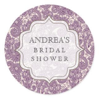 Purple Bridal Shower Dessert Table Tag Label