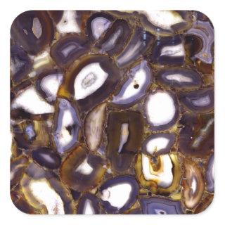 Purple Brown White Agate stone pattern  Square Sticker