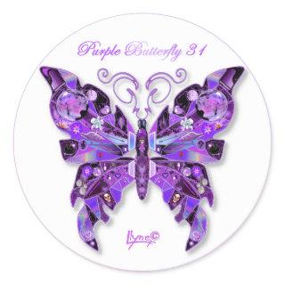 Purple Butterfly 31 Classic Round Sticker