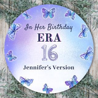 Purple Butterfly Eras Birthday Party Classic Round Sticker