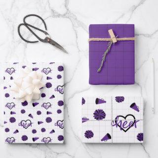 Purple Cheer Hearts, Pom Poms, Megaphone Pattern  Sheets