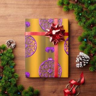 Purple Christmas Decorations on Gold