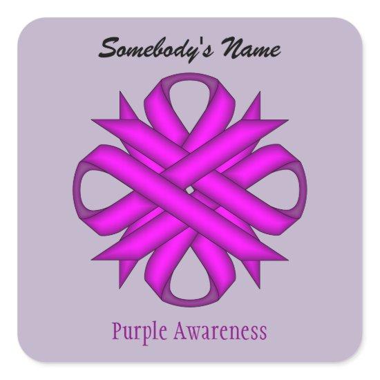 Purple Clover Ribbon by Kenneth Yoncich Square Sticker
