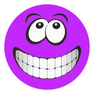 Purple Crazy Eyes Face Classic Round Sticker