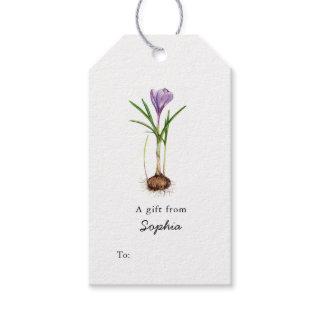 Purple Crocus Flower Gift tags