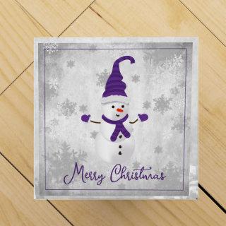 Purple Cute Snowman Wine Gift Box