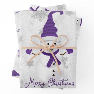 Purple Cute Snowman  Sheets