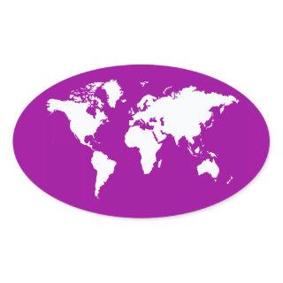 Purple Elegant World Oval Sticker