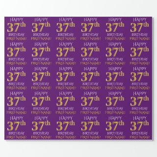 Purple, Faux Gold "HAPPY 37th BIRTHDAY"