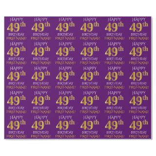 Purple, Faux Gold "HAPPY 49th BIRTHDAY"