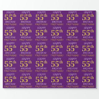 Purple, Faux Gold "HAPPY 55th BIRTHDAY"