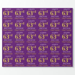 Purple, Faux Gold "HAPPY 63rd BIRTHDAY"