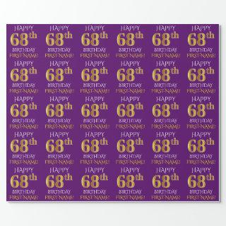 Purple, Faux Gold "HAPPY 68th BIRTHDAY"