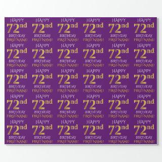 Purple, Faux Gold "HAPPY 72nd BIRTHDAY"