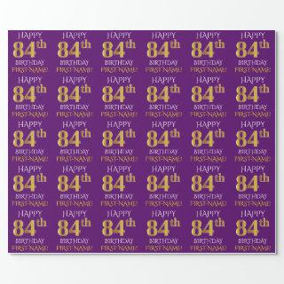 Purple, Faux Gold "HAPPY 84th BIRTHDAY"