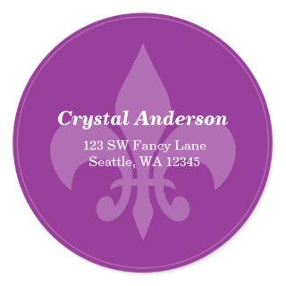 Purple Fleur-De-Lis Custom Address Label